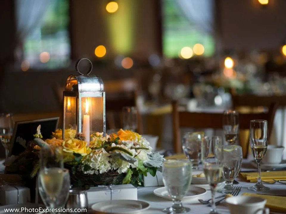 Weddings Old Sturbridge Village A Table Set Up For Wedding Reception With Tin Lantern In The Oliver Wight