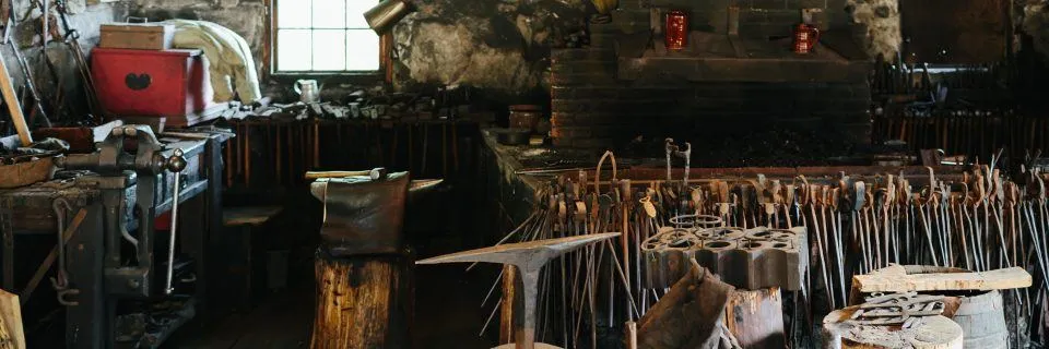 An interior view of the Blacksmith Shop